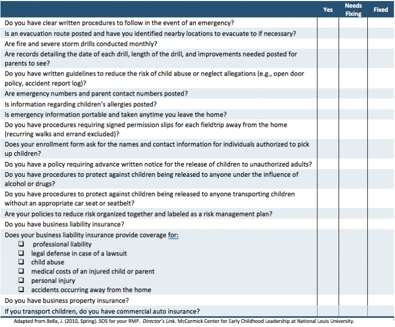 Ready or Not? Evaluating Your Family Child Care Risk Management Plan ...